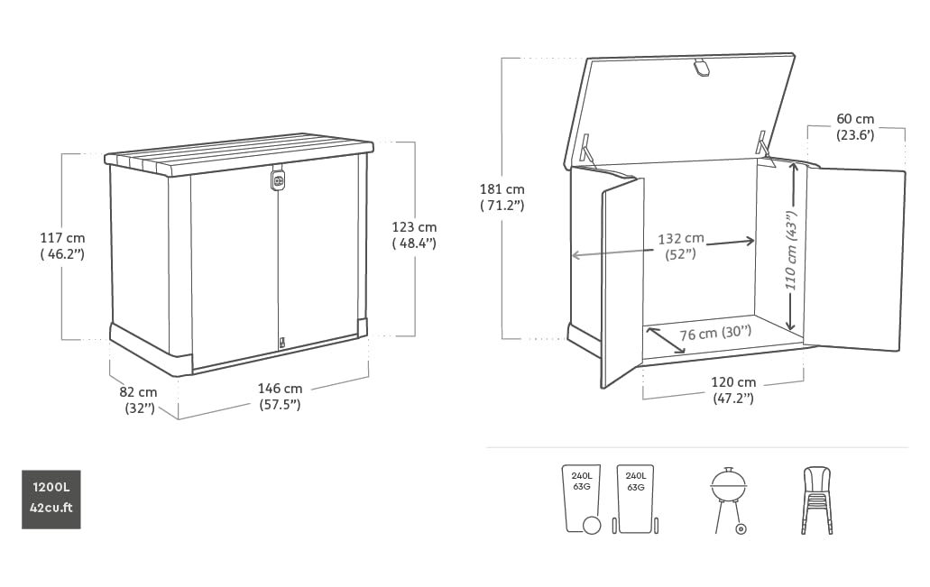 1200L Outdoor Garden Storage Shed with Lift-Up Lid & Double Doors – view 9