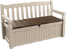 Keter Eden Bench 265L Outdoor 60% recycled Garden Furniture Storage Box Beige & Brown Wood Panel Effect