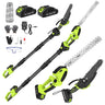 Pole Hedge Trimmer And Chainsaw Set 7.05Ft Extension 2x4.0Ah Battery Black