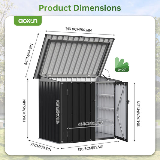 4.7 x 2.9ft Metal Garden Storage Shed with Front & Lift-Up Top Doors – view 2